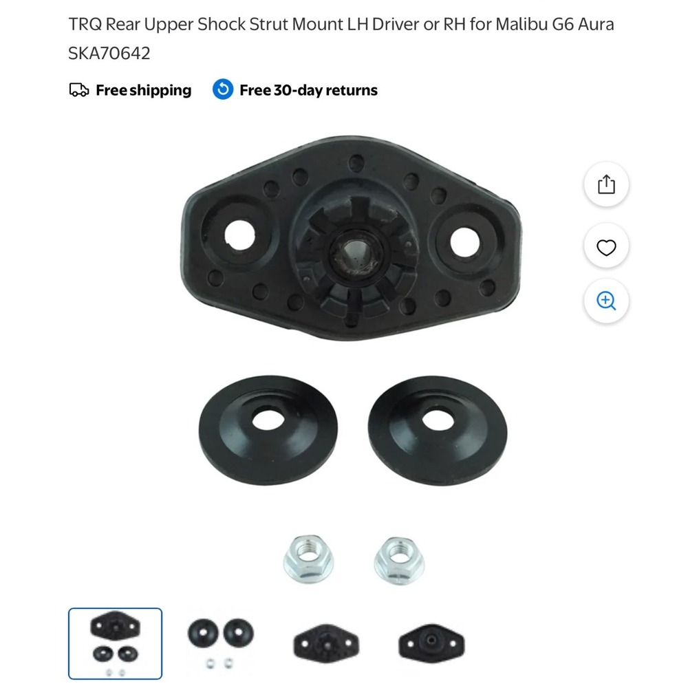 TRQ Rear Upper Shock Strut Mount Kit Left Driver or Right for G6 Aura Malibu